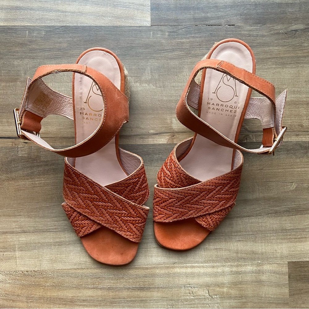Marroqui Sanchez made in Spain woven leather upper esapadrille sandal - Picture 2 of 5